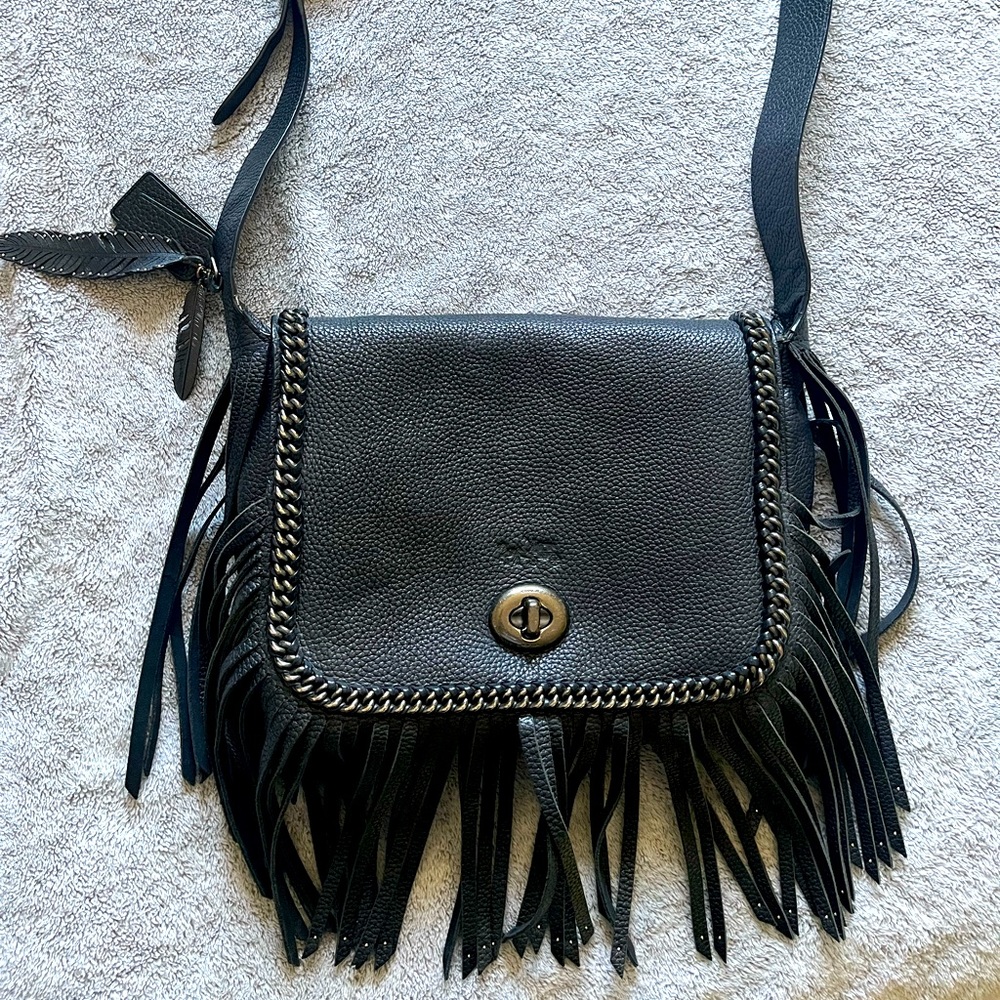 Coach leather fringe crossbody purse